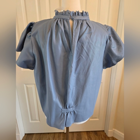 THML Reagan Top In Vegan Leather Slate Blue NWT - Size M - Picture 8 of 11